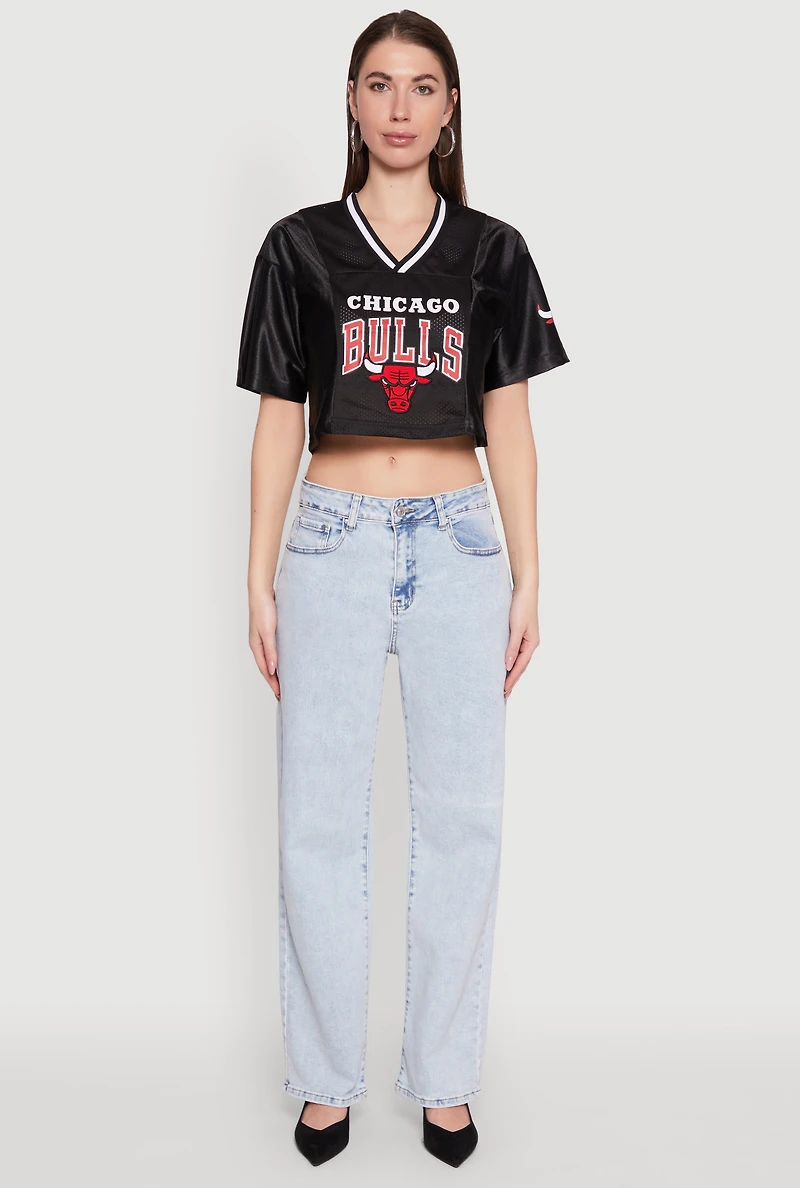 Womens NBA Chicago Bulls Cropped Jersey, Black, Size M