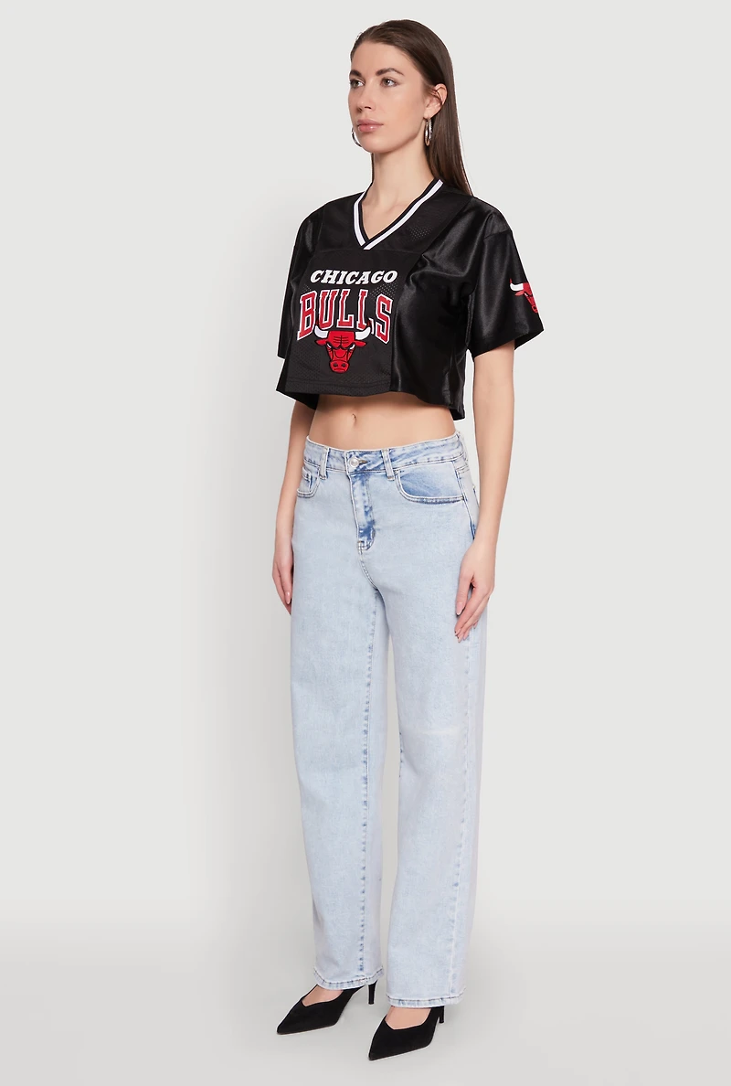 Womens NBA Chicago Bulls Cropped Jersey, Black, Size S