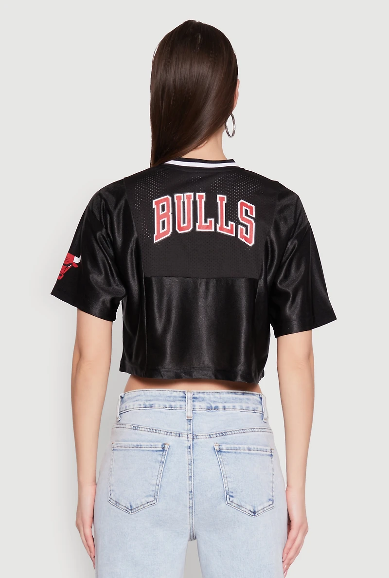 Womens NBA Chicago Bulls Cropped Jersey, Black, Size M