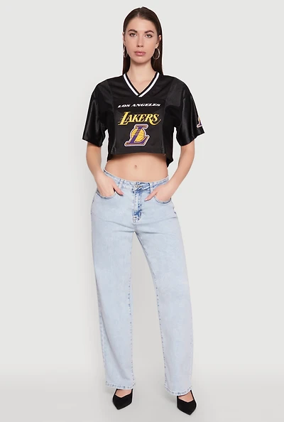 Womens NBA Los Angeles Lakers Crop Jersey, Black, Size L
