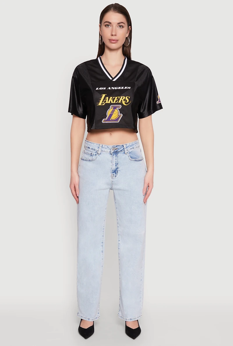 Womens NBA Los Angeles Lakers Crop Jersey, Black, Size L