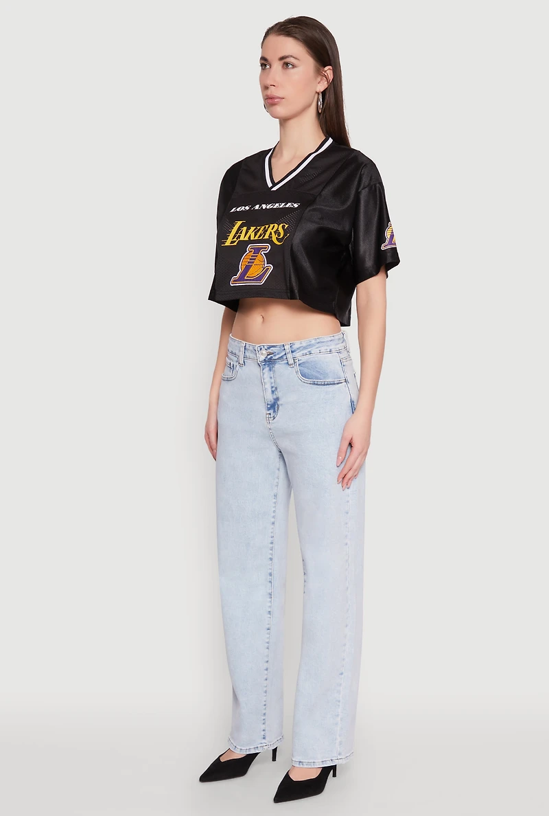 Womens NBA Los Angeles Lakers Crop Jersey, Black,