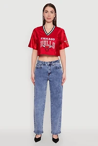 Womens NBA Chicago Bulls Logo Cropped Jersey, Red, Size M