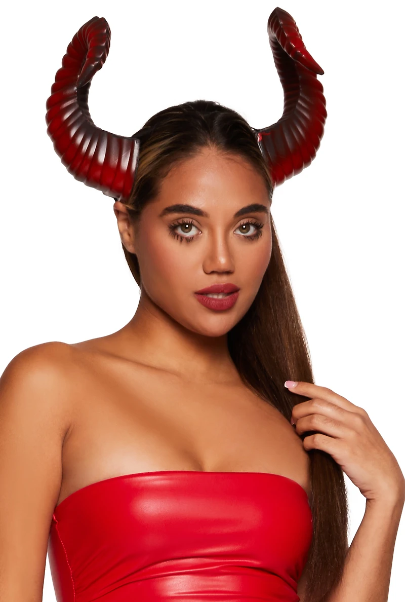 Womens Demon Horns Headband, Red