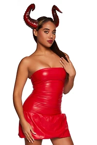 Womens Demon Horns Headband, Red