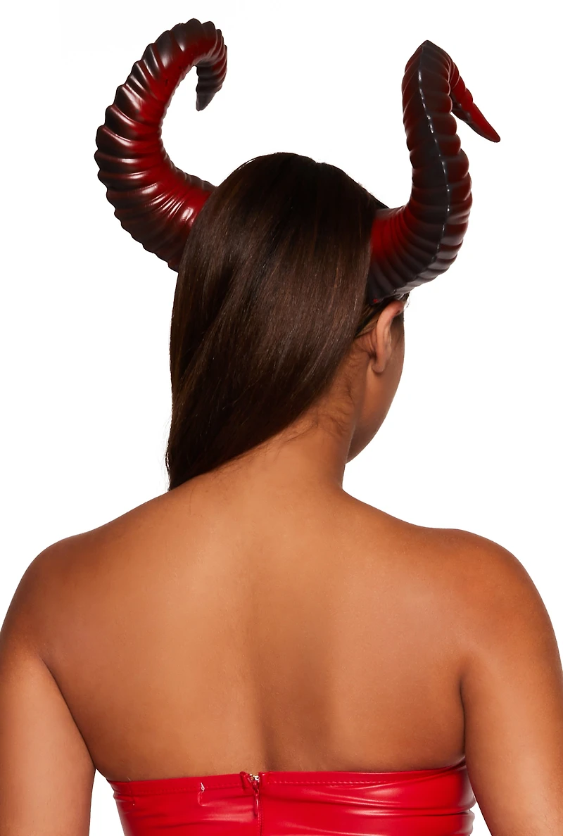 Womens Demon Horns Headband, Red