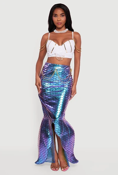 Womens Majestic Mermaid Costume, Multi,