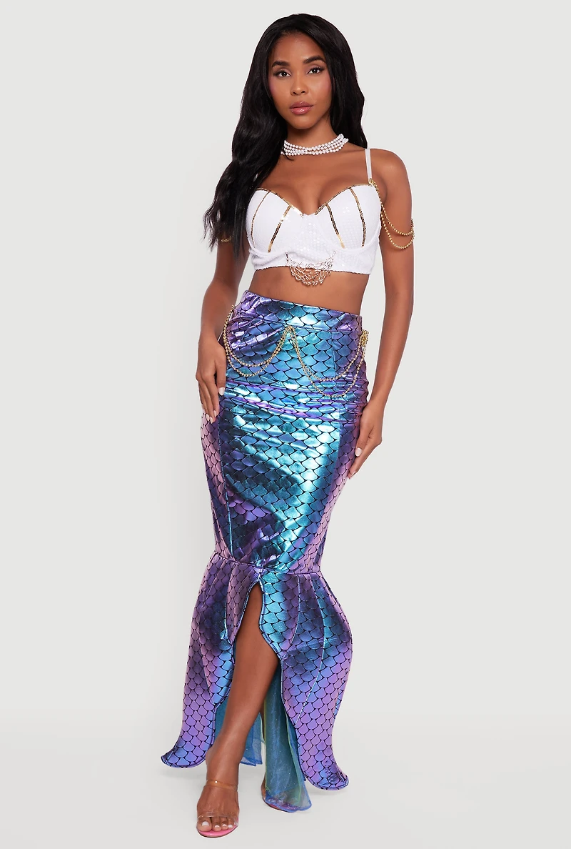 Womens Majestic Mermaid Costume, Multi,