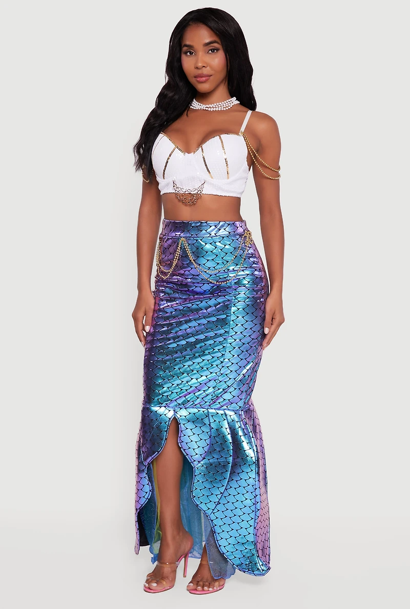Womens Majestic Mermaid Costume, Multi,