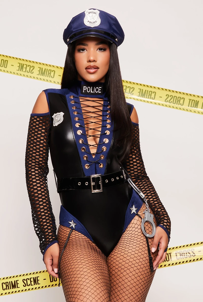 Womens Frisky Cop Costume, Black, Size L