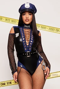 Womens Frisky Cop Costume, Black, Size L