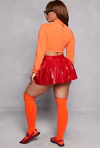 Womens Sexy Smarty Detective Costume with Wig, Orange, Size M