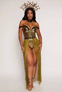 Womens Enchanting Serpent Queen Costume, Yellow, Size XL