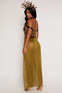 Womens Enchanting Serpent Queen Costume, Yellow, Size XL