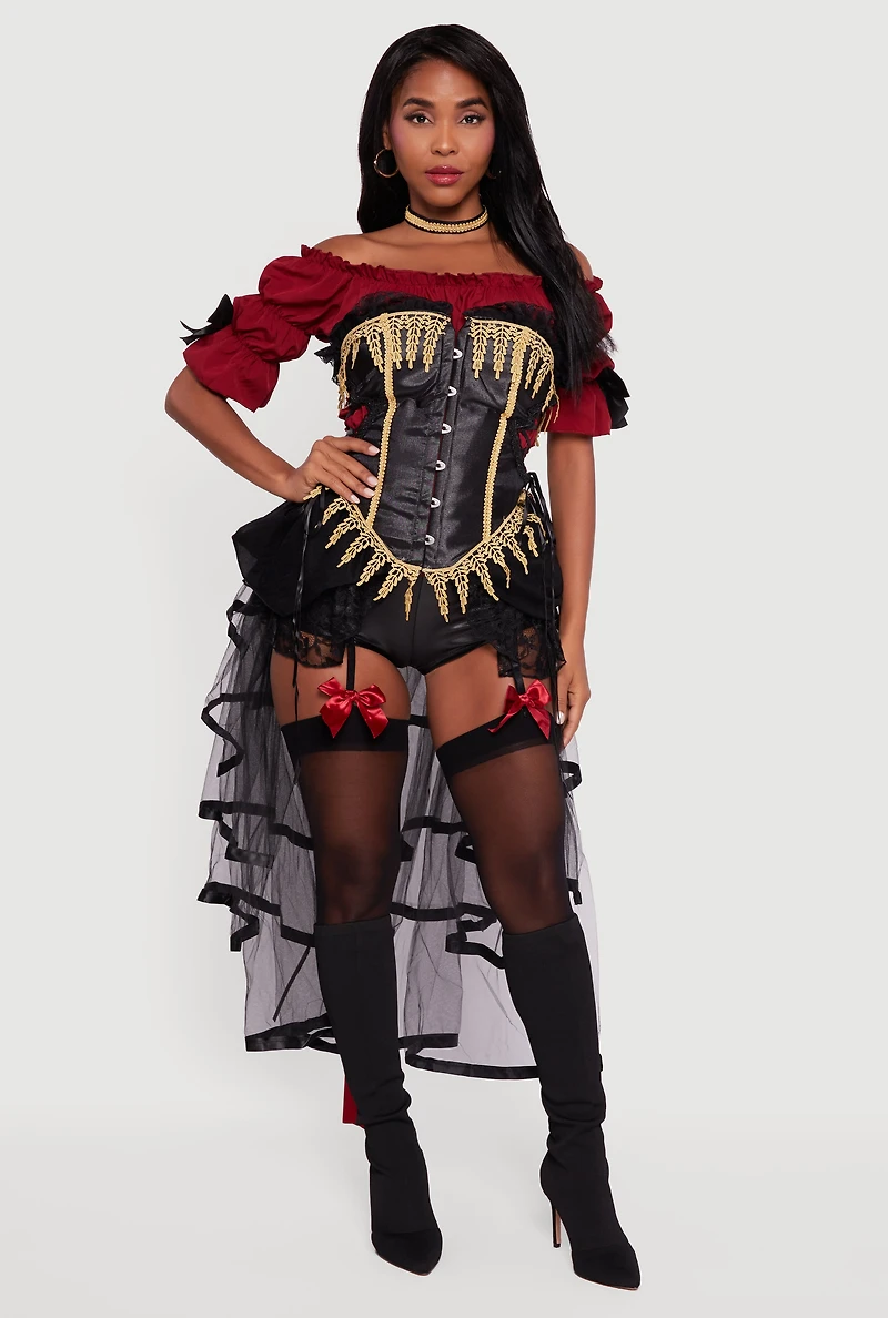 Womens Seven Seas Pirate Costume, Black, Size L