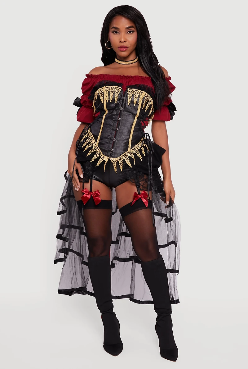 Womens Seven Seas Pirate Costume, Black, Size L