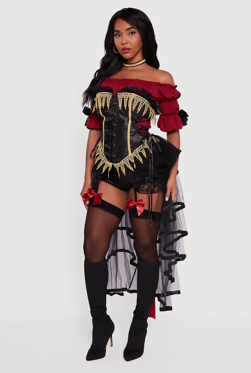 Womens Seven Seas Pirate Costume, Black, Size L