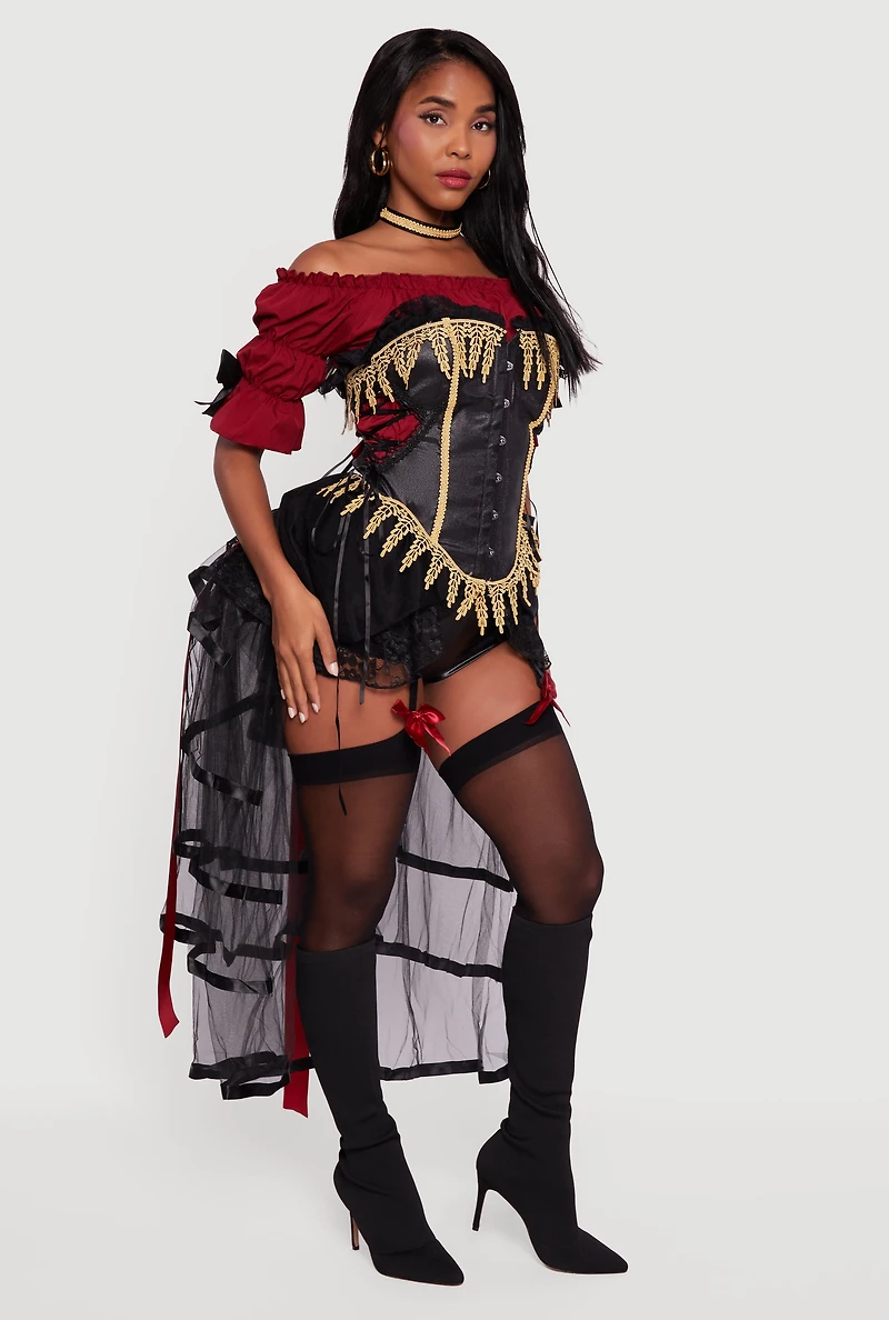 Womens Seven Seas Pirate Costume, Black, Size L