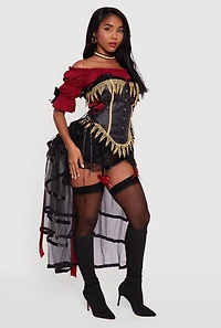 Womens Seven Seas Pirate Costume, Black, Size L