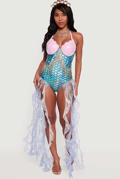 Womens Sailors Dream Mermaid Costume, Multi, Size M