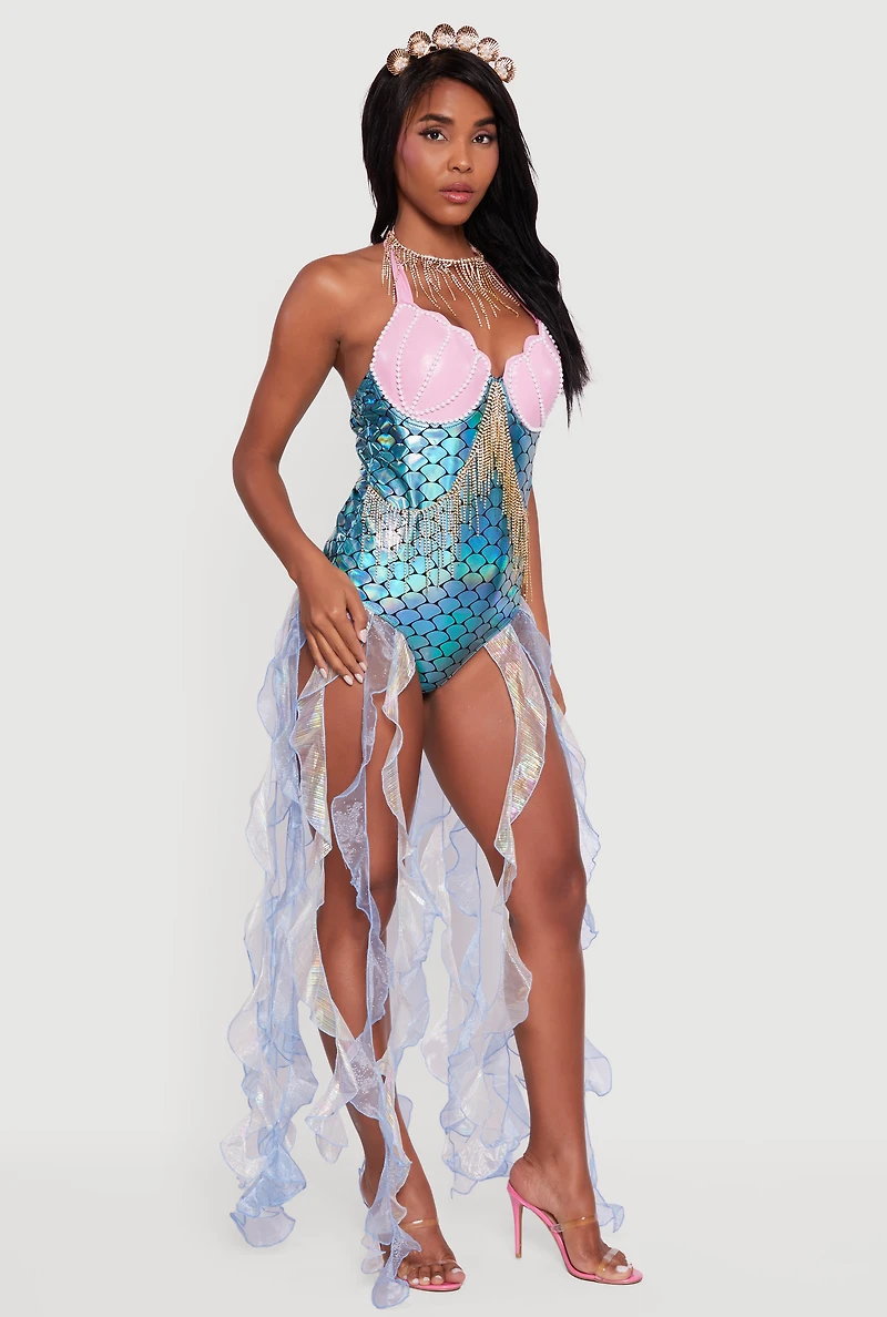 Womens Sailors Dream Mermaid Costume, Multi, Size M