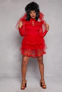 Womens Crimson Beetle Wife Costume, Red, Size L