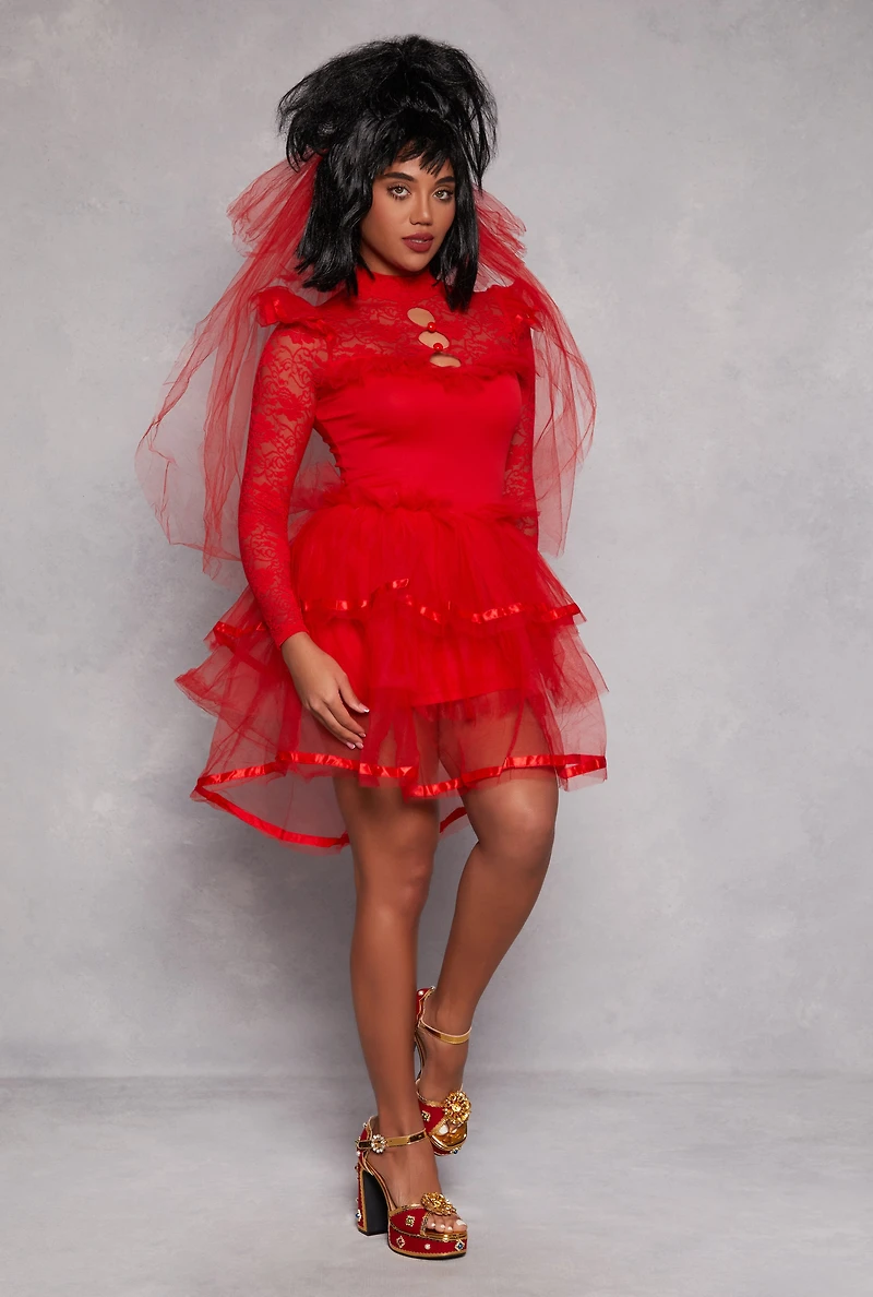Womens Crimson Beetle Wife Costume, Red, Size L