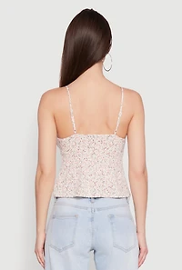 Womens Ambiance Ditsy Floral Cami with Tie Front, Multi, Size M