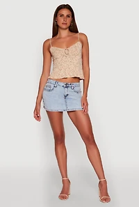 Womens Ambiance Ditsy Floral Cami with Tie Front, Beige, Size S