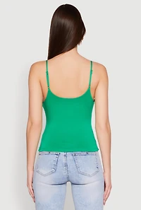 Womens Double Layered Cropped Cami, Green, Size M