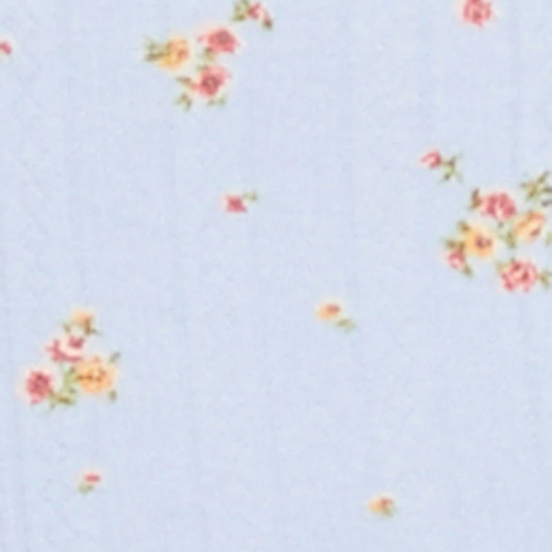 Ribbed Knit Lace Trim Ditsy Print Cami