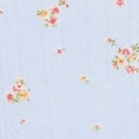 Ribbed Knit Lace Trim Ditsy Print Cami