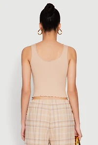 Womens Crochet Trim Rib Knit Tank Top,