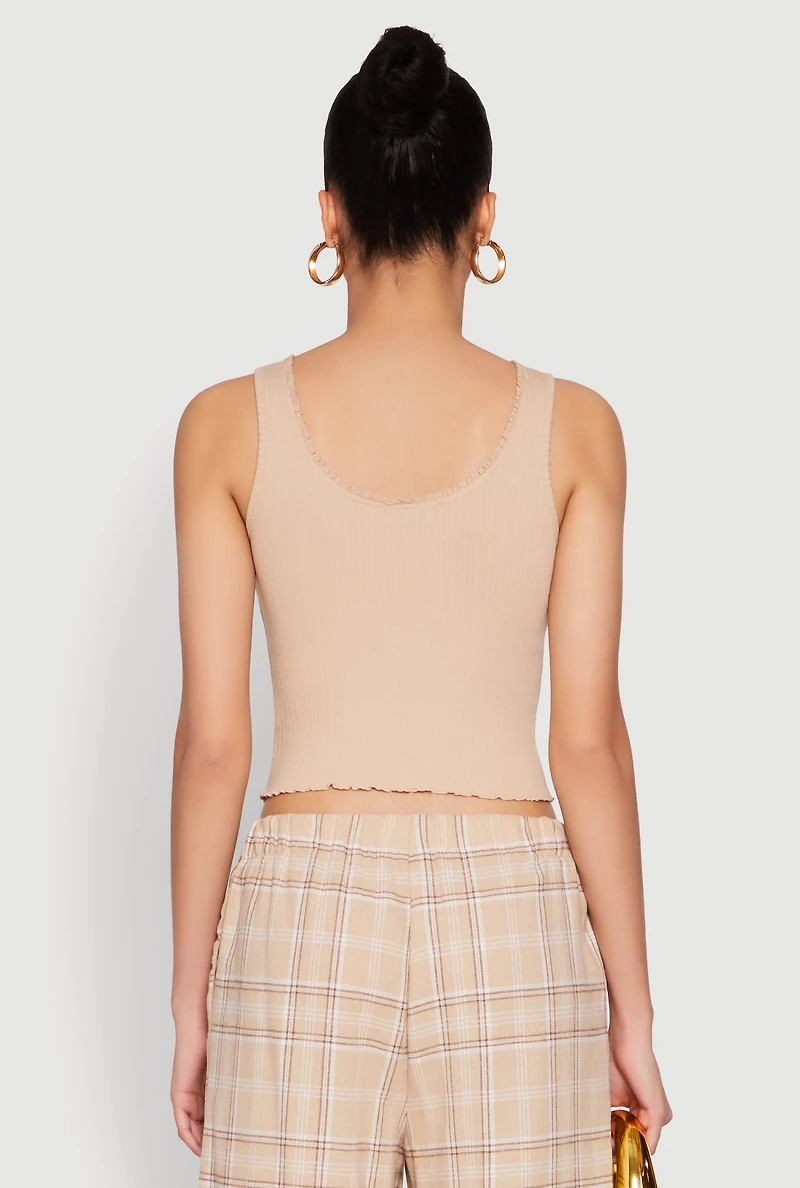 Crochet Trim Rib Knit Tank Top