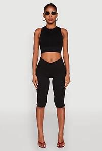 Womens Seamless Cable Knit Crop Tank Top,