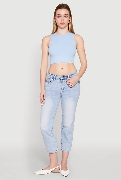 Womens Seamless Cable Knit Crop Tank Top,