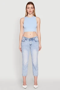 Womens Seamless Cable Knit Crop Tank Top,