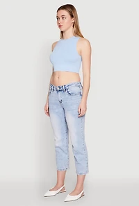 Womens Seamless Cable Knit Crop Tank Top,
