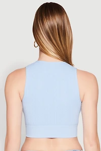 Womens Seamless Cable Knit Crop Tank Top,
