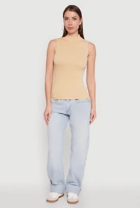 Womens Seamless Mock Neck Tank Top,