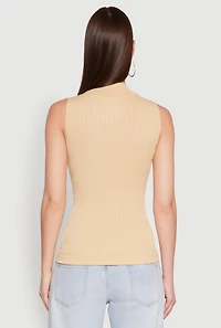 Womens Seamless Mock Neck Tank Top, L