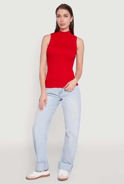 Womens Seamless Mock Neck Tank Top,