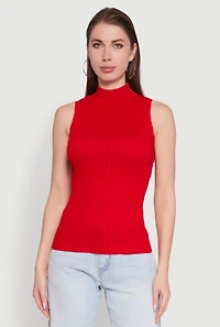 Womens Seamless Mock Neck Tank Top,