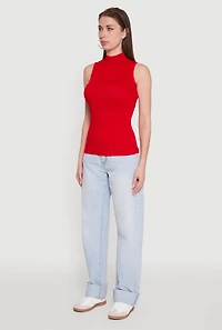 Womens Seamless Mock Neck Tank Top,