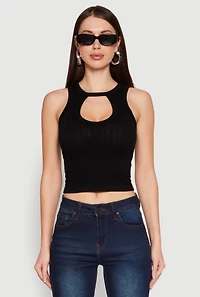 Womens Seamless Cut Out Cropped Tank Top, S