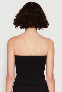 Womens Lettuce Edge Seamless Tube Top,