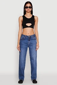 Womens Cut Out Front Seamless Cropped Tank Top,