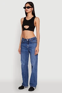 Womens Cut Out Front Seamless Cropped Tank Top,
