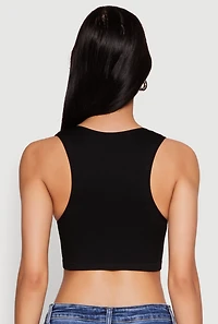 Womens Cut Out Front Seamless Cropped Tank Top,