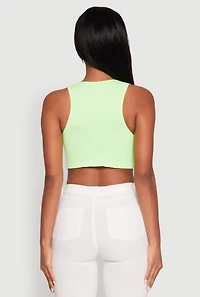 Womens Cut Out Front Seamless Cropped Tank Top,